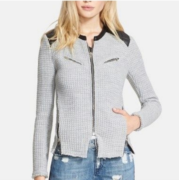 IRO Ceylona Waffle Knit Leather Trim Jacket - Picture 2 of 9